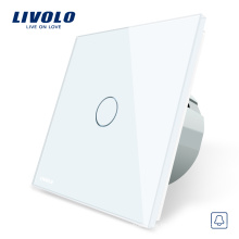 Livolo EU Estándar VL-C701B-11/12 / 15,110 ~ 250V Interruptor de timbre de puerta de pared de pantalla táctil con panel de interruptor de cristal